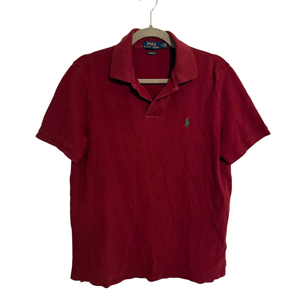 Polo Ralph Lauren Mens Classic Fit Short Sleeve Polo Shirt Burgundy Red Medium